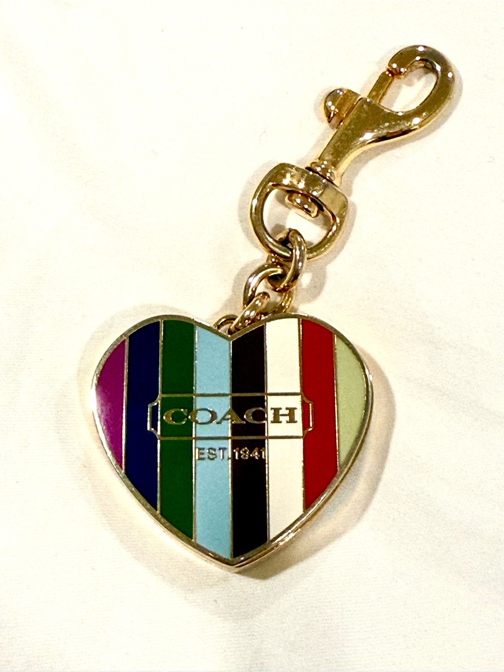 COACH 65th Anniversary Legacy Heart Lipgloss Duo Bag Charm